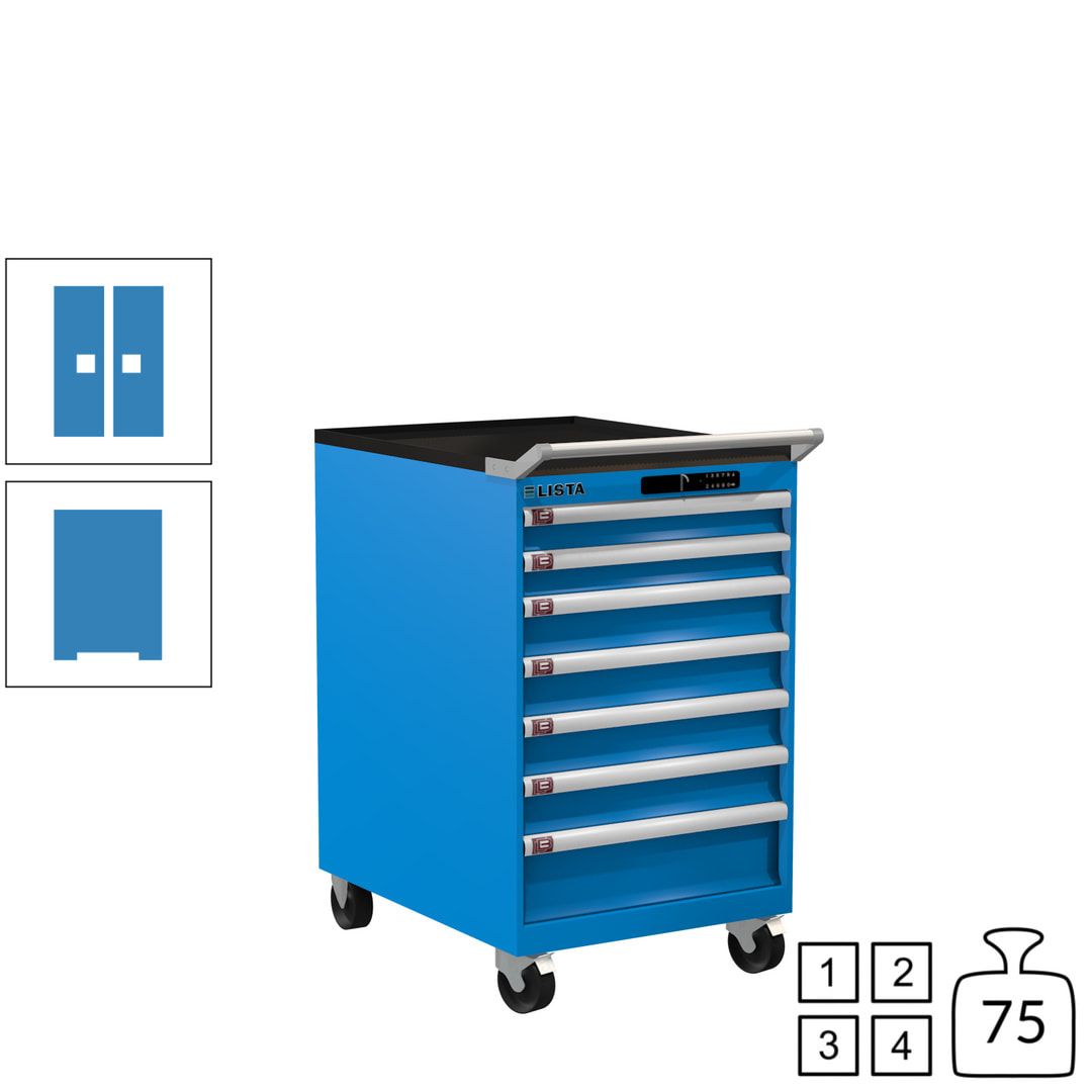 Lista Schubladenschrank - 14.373.010 - 990 x 564 x 725 mm (HxBxT) - 7 Schubladen - 75 kg - Key Lock - lichtblau (RAL 5012)