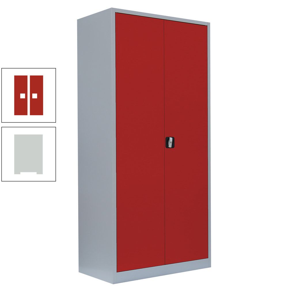 Aktenschrank, Büroschrank, abschließbar, Flügeltüren, 4 Fachböden, 1.950 x 925 x 422 mm (HxBxT), Stahl, Korpus und Türen in enzianblau