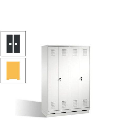 Doppel-Spind, Doppeltüren, Garderobenschrank mit Sockel, 4 Abteile a 300 mm, Korpus anthrazitgrau, Tür anthrazitgrau, 1.800 x 1.200 x 500 mm (HxBxT)
