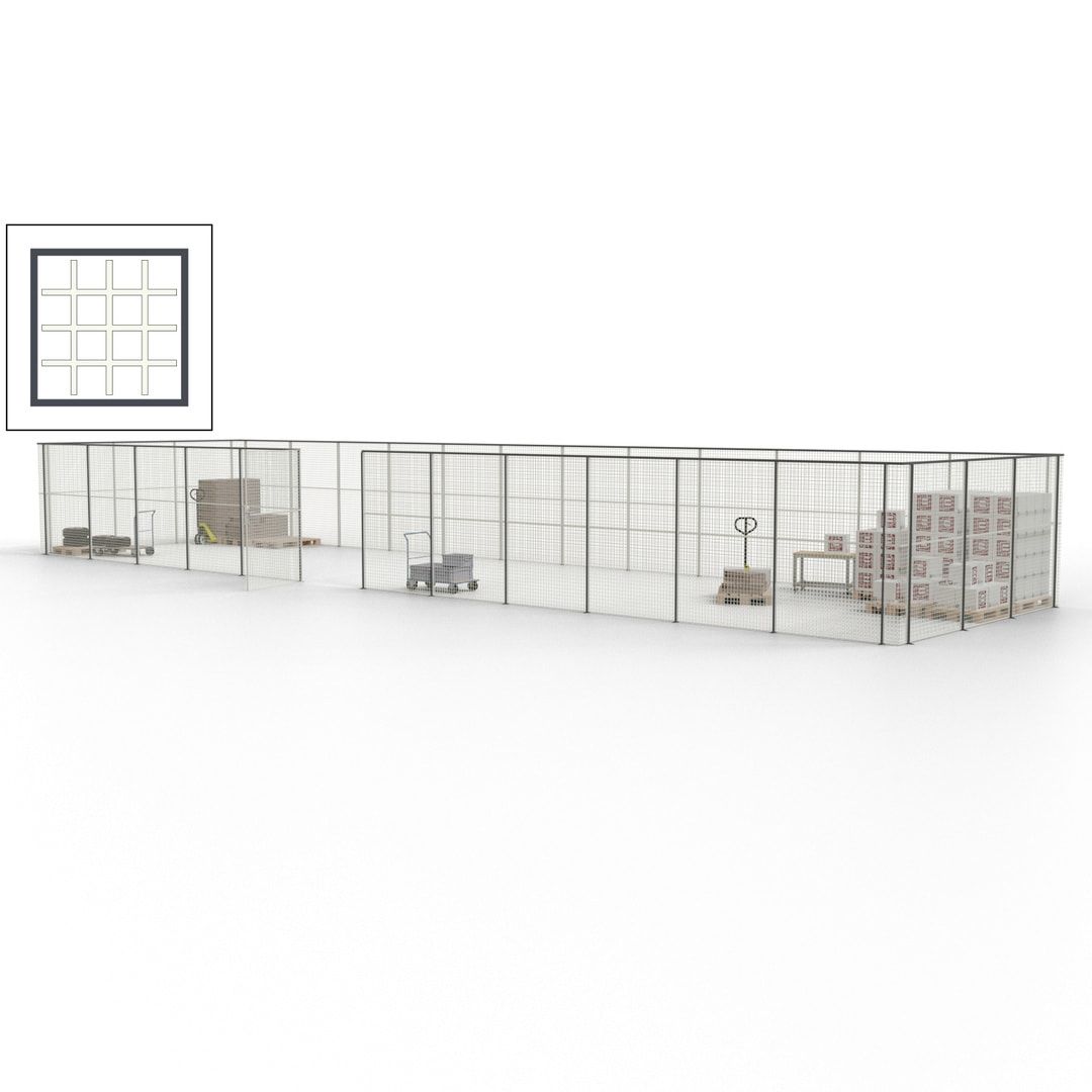 Maschinen Schutzgitter - Hallentrennwand - Sicherheitszaun - Tür - 45 m - 2.200 x 18.400 x 4.900 mm (HxBxT) - enzianblau