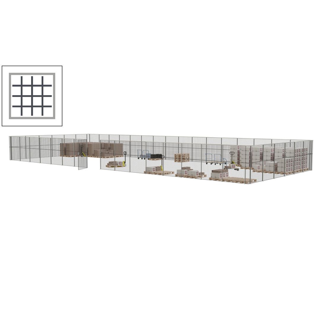 Maschinen Schutzgitter - Hallentrennwand - Sicherheitszaun - Tür - 66 m - 2.200 x 24.400 x 9.400 mm (HxBxT) - enzianblau