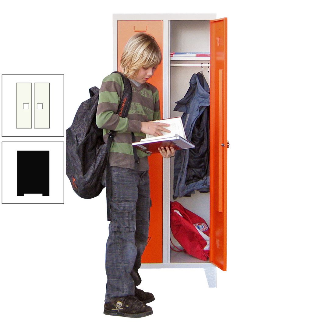 Spindschrank f. Schulen - mit Füßen - Höhe 1.600 mm - 3 Abteile a 300 mm - Drehriegel - anthrazitgrau