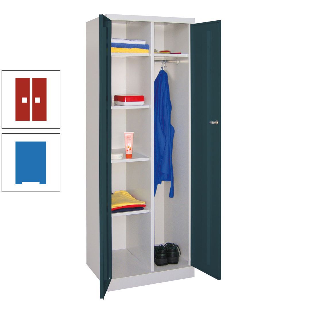 Kleiderschrank mit Sockel - Spind - 1 Abteil mit Trennwand - 1.800x600x500 mm (HxBxT) - Zylinderschloss - anthrazitgrau