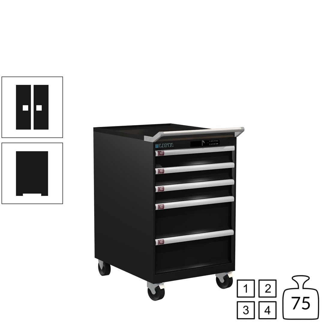 Lista Schubladenschrank - 14.397.010 - 990 x 564 x 725 mm (HxBxT) - 5 Schubladen - 75 kg - Key Lock - lichtblau (RAL 5012)