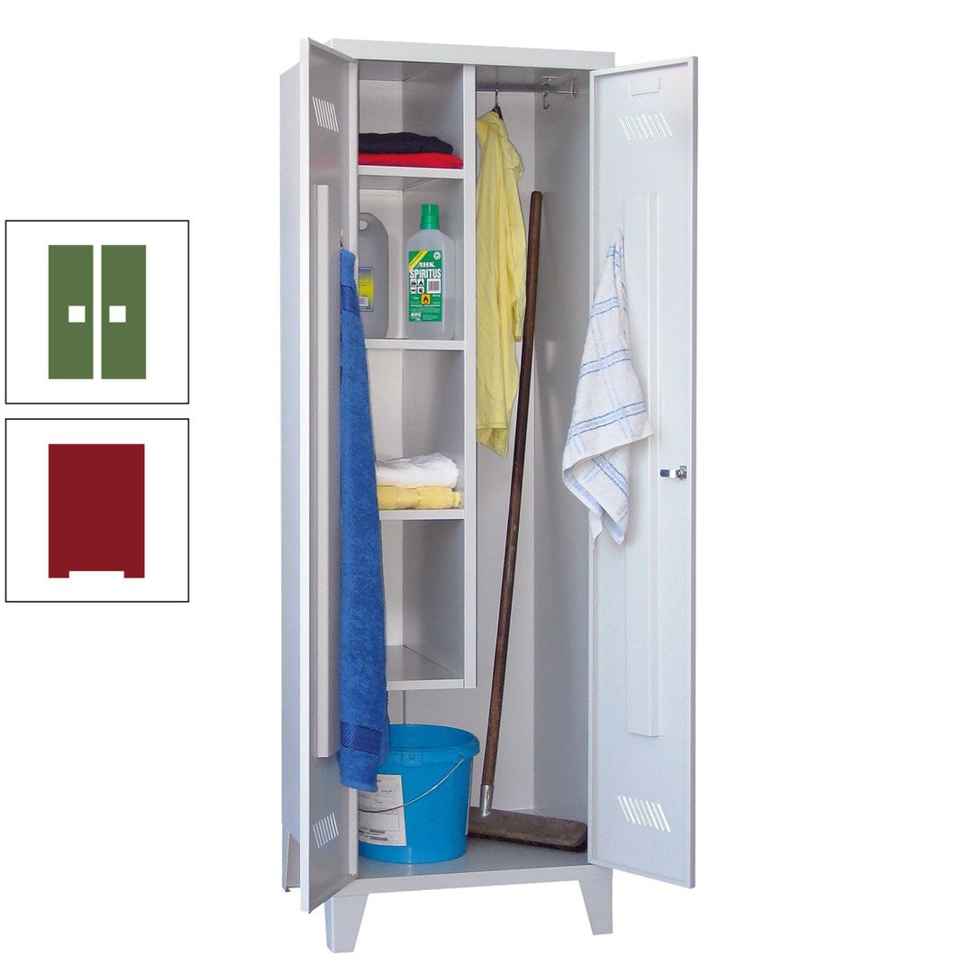 Putzschrank mit Füßen - 1 Abteil mit Trennwand - 1.850x600x500 mm (HxBxT) - Drehriegel - anthrazitgrau