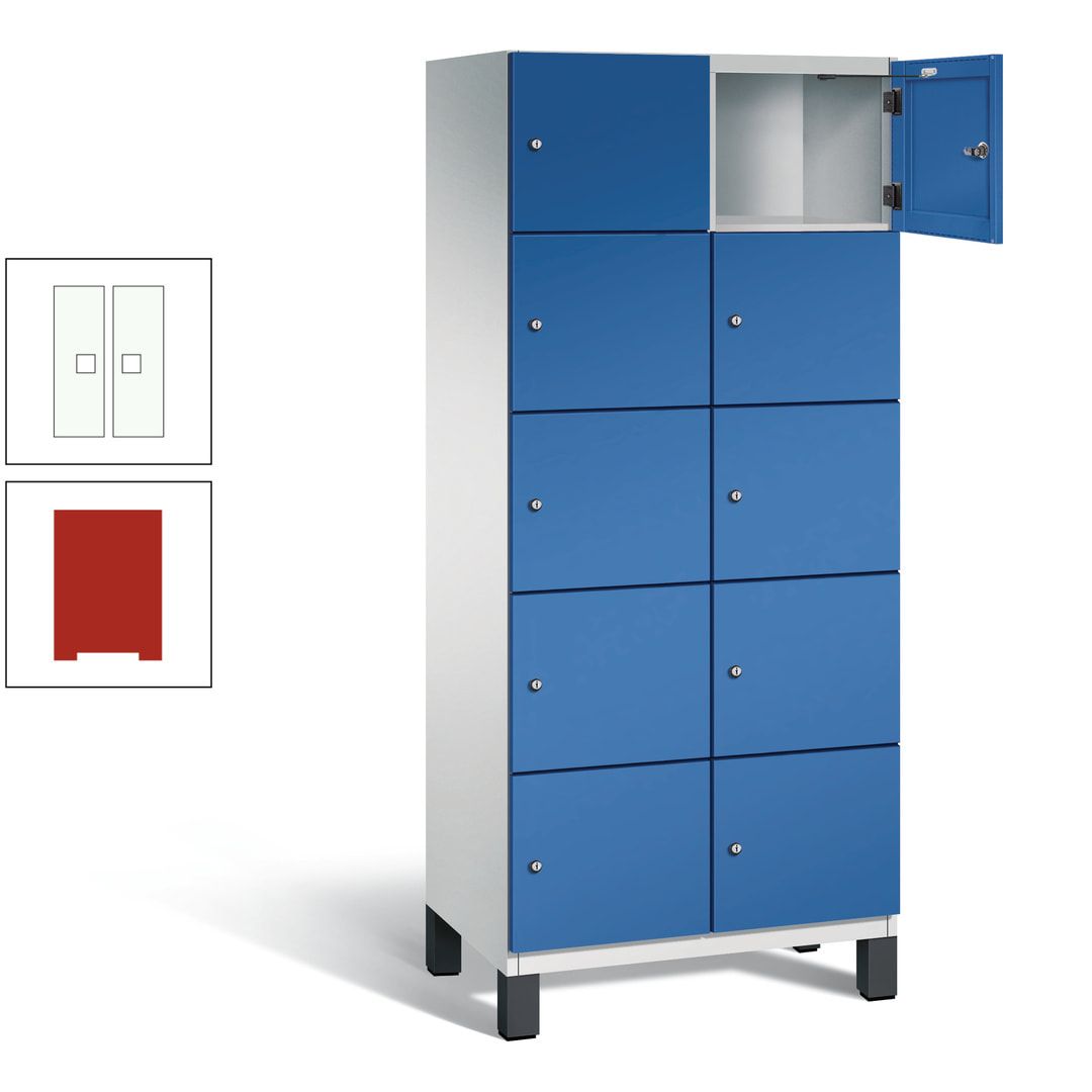 Fächerschrank, Stahlschrank, 10 Fächer, Türöffnungsbegrenzer, Füße, 1.980 x 800 x 525 mm (HxBxT), Korpus anthrazitgrau, Front anthrazitgrau