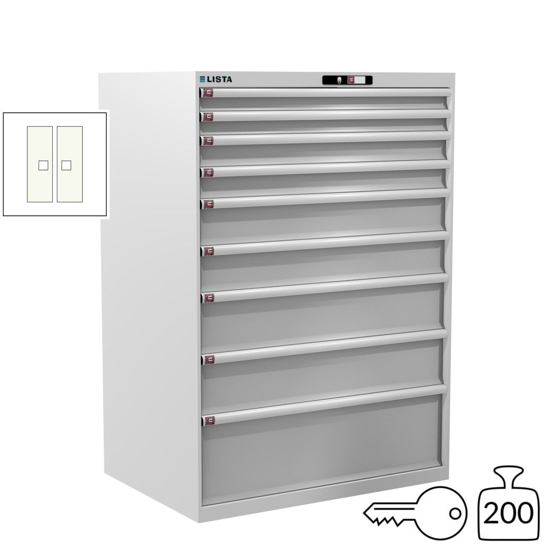 Lista Schubladenschrank - 12.550.010 - 1.450x1.023x725 mm (HxBxT) - 9 Schubladen - 200 kg - Key Lock - lichtblau (RAL 5012)