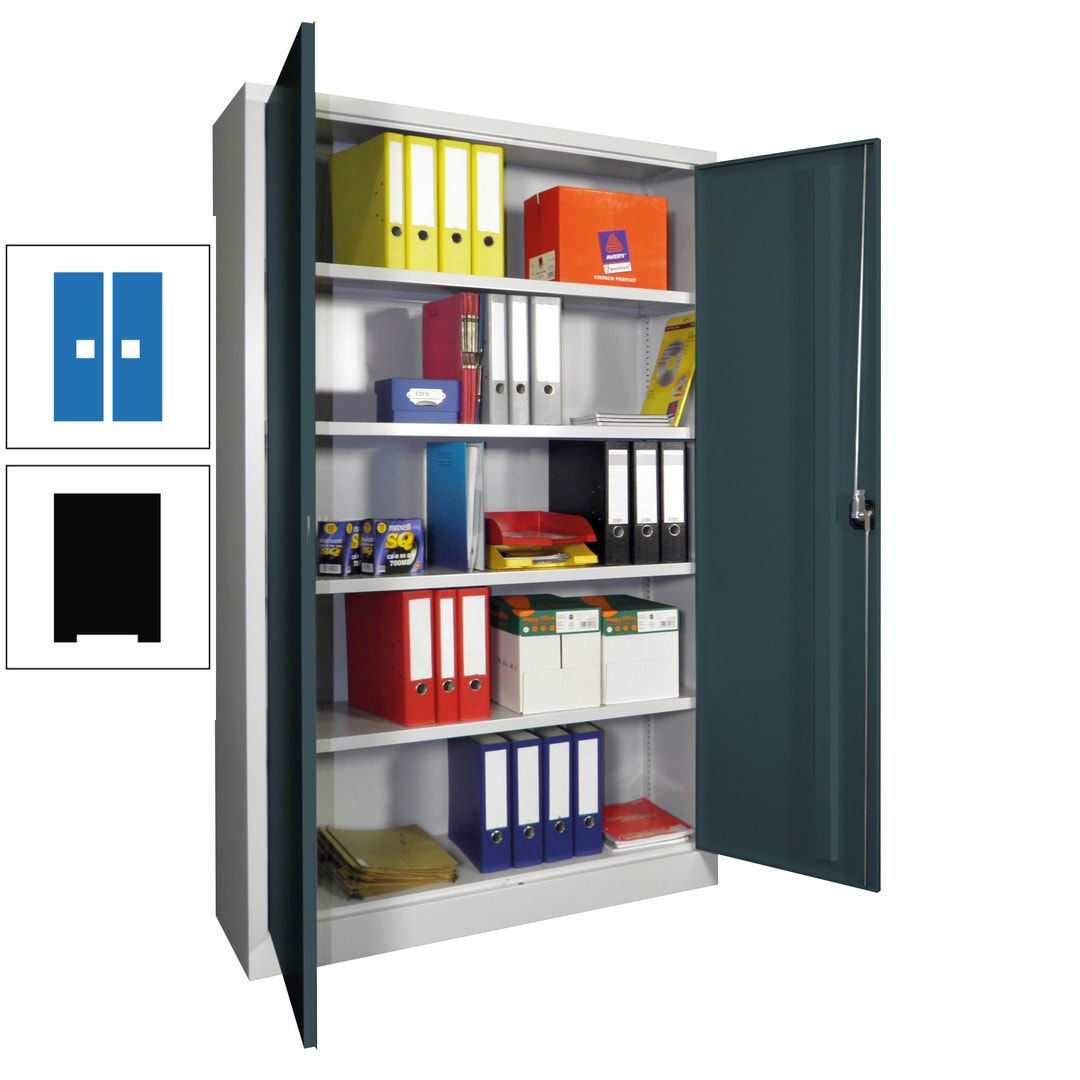 Aktenschrank - Vollblechtüren - 1.950x1.200x400 mm (HxBxT) - 4 Einlegeböden verzinkt - Zylinderschloss - anthrazitgrau