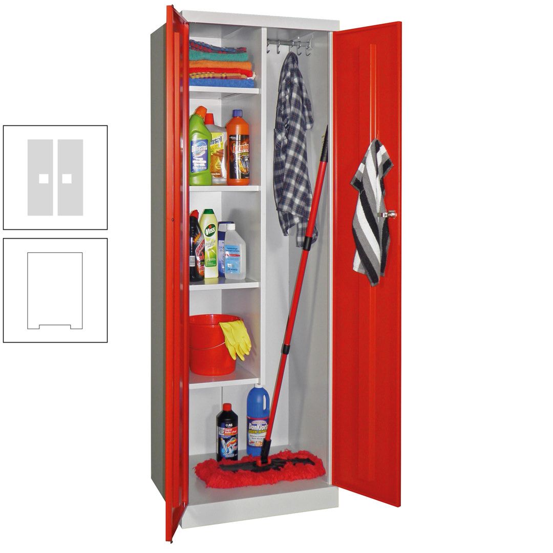 Putzschrank mit Sockel - 1 Abteil mit Trennwand - 1.800x600x500 mm (HxBxT) - Zylinderschloss - anthrazitgrau