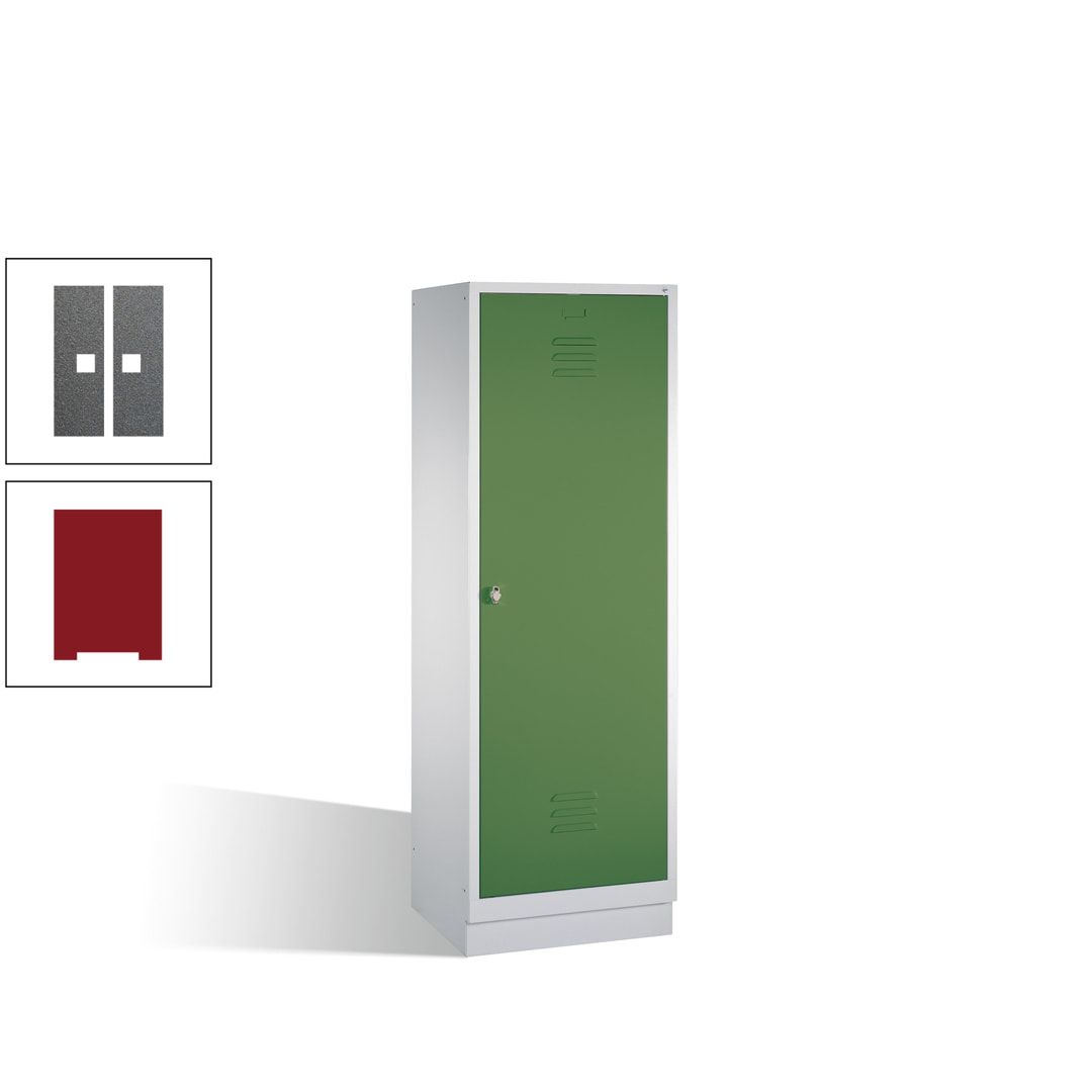 Doppel-Spind mit Großtür, Garderobenschrank mit Sockel, 2 Abteile a 300 mm, Korpus anthrazitgrau, Tür anthrazitgrau, 1.800 x 610 x 500 mm (HxBxT)