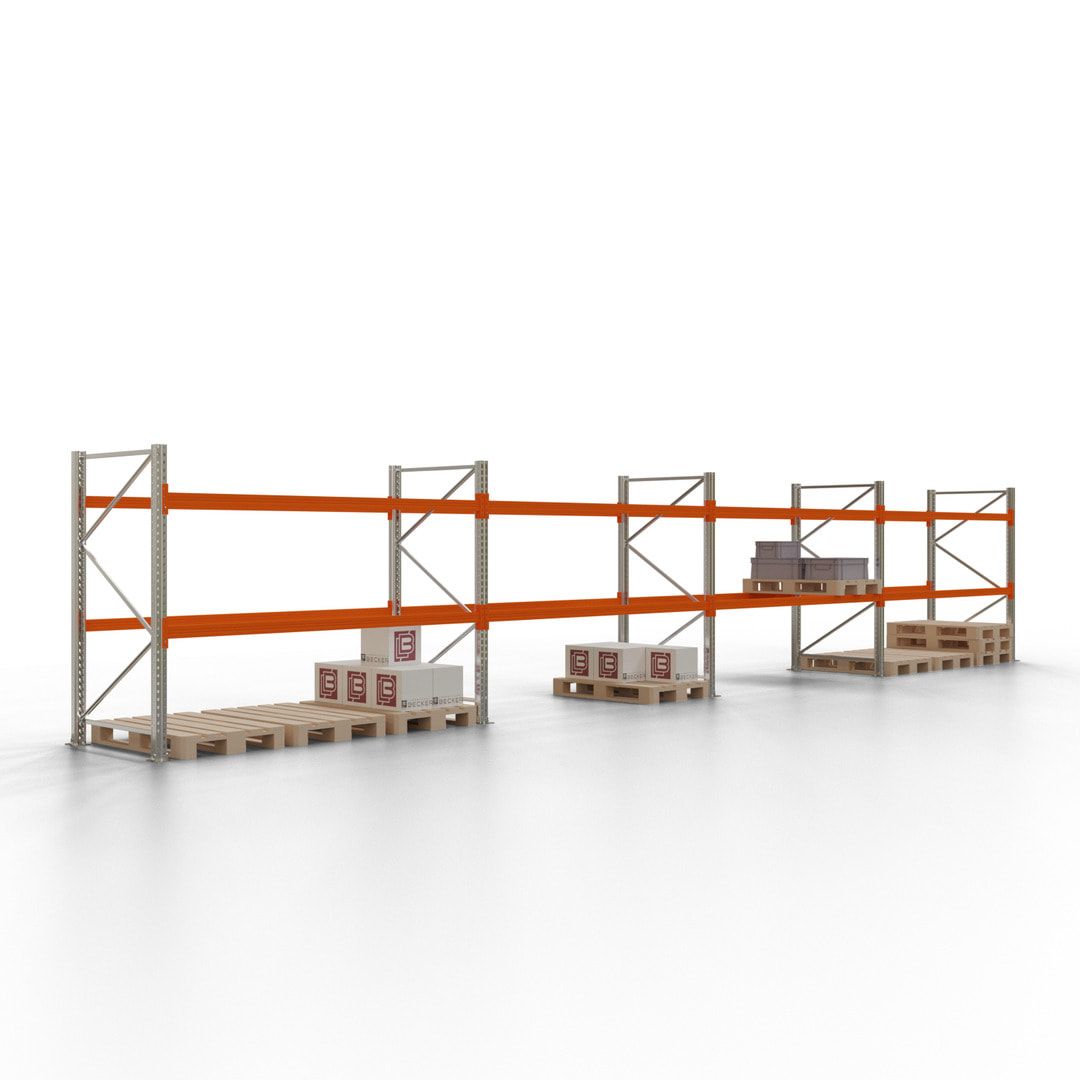 Palettenregal - 1,5 t - 2,0 x 11,3 x 1,1 m - 4 Felder - Schwerlastregal VKfrei