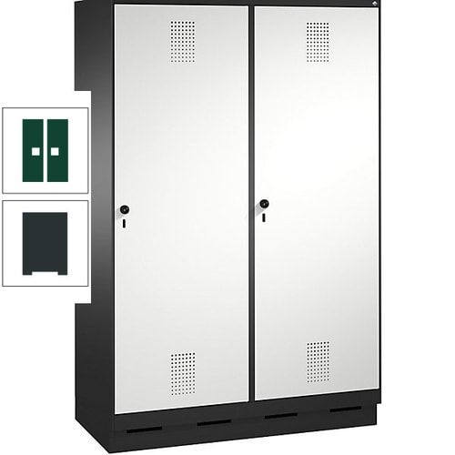 Doppel-Spind, Garderobenschrank, 2 Türen für 4 Abteile a 300 mm, Korpus anthrazitgrau, Türen anthrazitgrau, 1.800 x 1.200 x 500 mm (HxBxT)