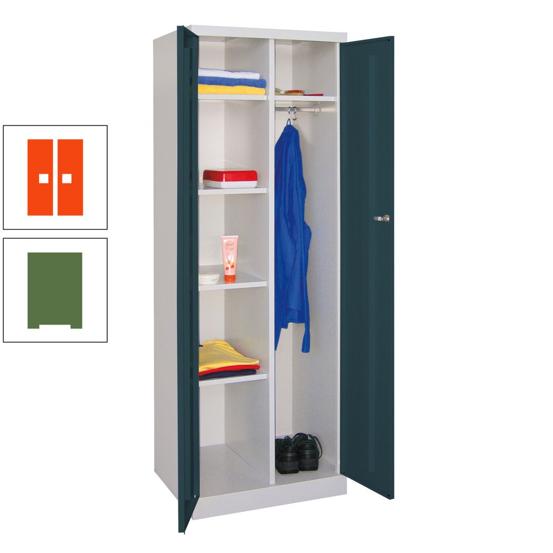 Kleiderschrank mit Sockel - Spind - 1 Abteil mit Trennwand - 1.800x600x500 mm (HxBxT) - Zylinderschloss - anthrazitgrau