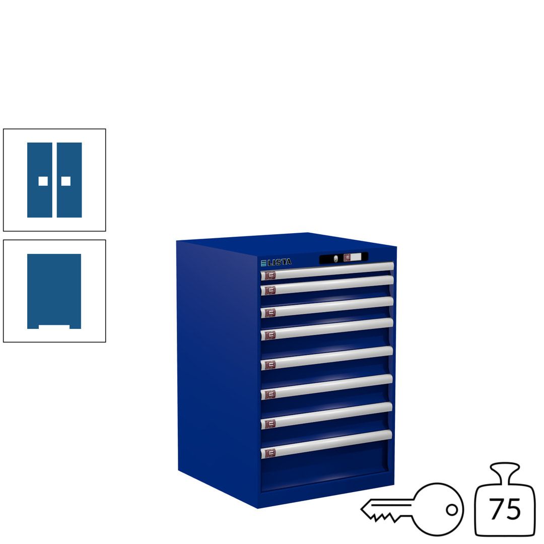 Lista Schubladenschrank - 14.250.010 - 850x564x572 mm (HxBxT) - 8 Schubladen - 75 kg - Key Lock - lichtblau (RAL 5012)