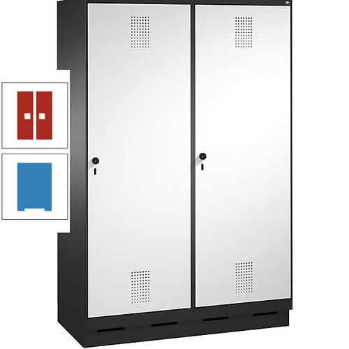 Doppel-Spind, Garderobenschrank, 2 Türen für 4 Abteile a 300 mm, Korpus anthrazitgrau, Türen anthrazitgrau, 1.800 x 1.200 x 500 mm (HxBxT)
