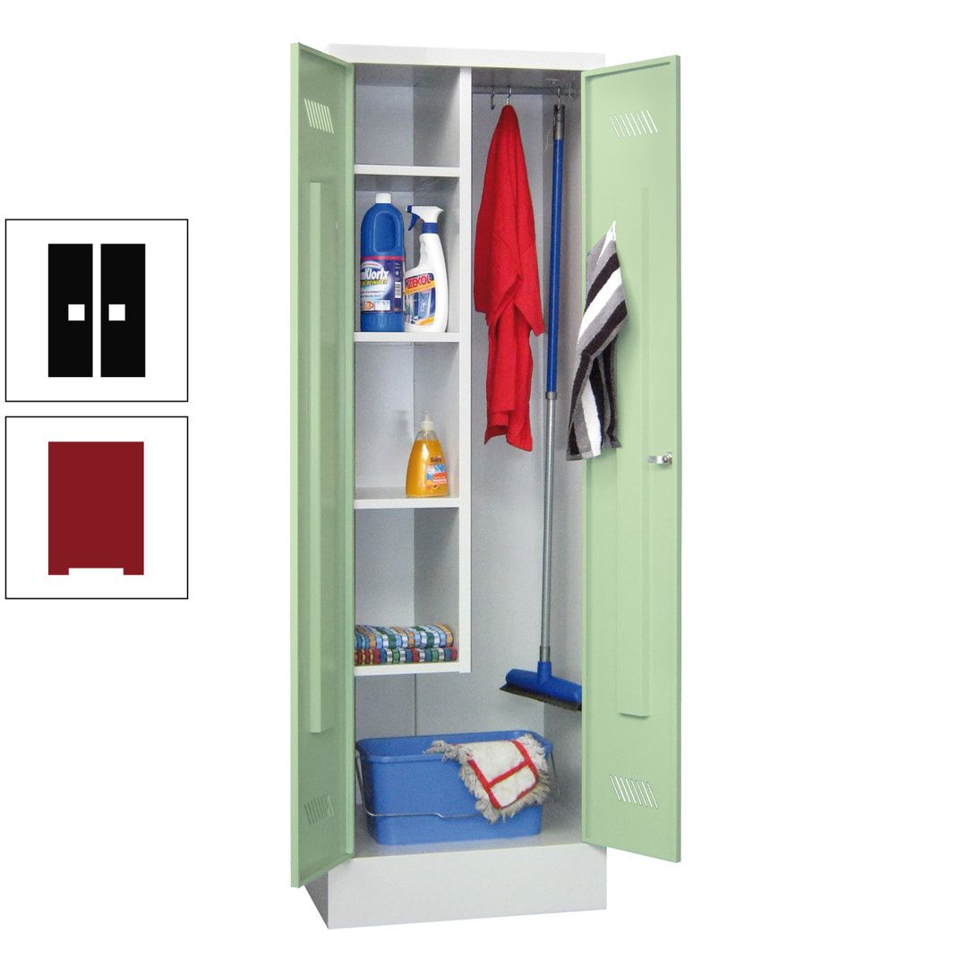 Putzschrank mit Sockel - 1 Abteil mit Trennwand - 1.850x600x500 mm (HxBxT) - Drehriegel - anthrazitgrau
