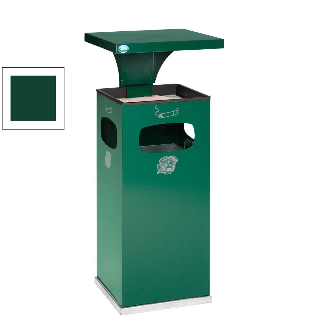 Abfallbehälter-Aschenbecher für Außen (HxBxT)910x395x395 mm - Farbe enzianblau