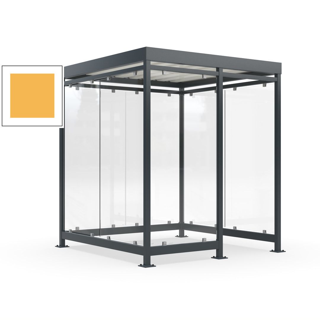 Raucherunterstand, Bushaltestelle, 7 Wände, 6-7 Personen, 2.510 x 2.165 x 2.165 mm (HxBxT), Farbe Achatgrau