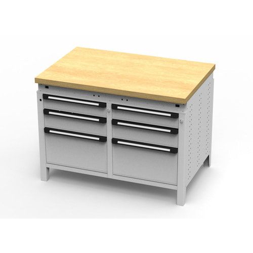 OTTOKIND Werkbank - bündige Arbeitsplatte - 850 x 1.150 x 750 mm (HxBxT) - 6 Schubladen - lichtgrau