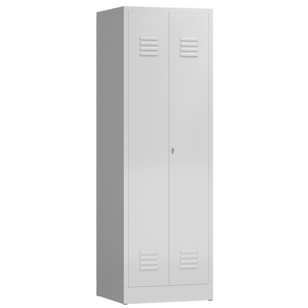 Mehrzweckschrank, Garderobenschrank, 2 Abteile, 6 Fächer, 1.800 x 590 x 500 mm (HxBxT), Drehriegel, Stahl, Korpus: lichtgrau, Front: anthrazitgrau