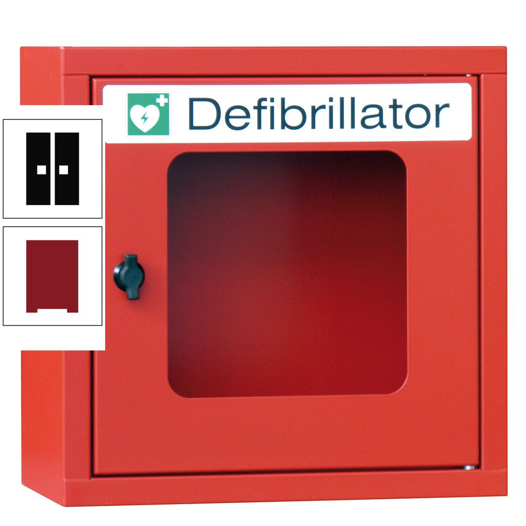 Defibrillatorenschrank - 400 x 400 x 200 mm (HxBxT) - Sichtfenster - anthrazitgrau