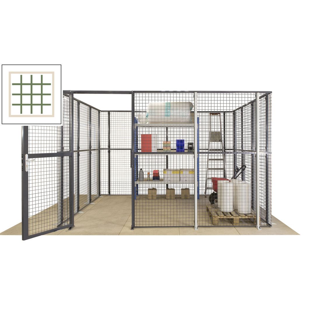 Maschinen Schutzgitter - Hallentrennwand - Sicherheitszaun - Tür - 72 m - 2.200 x 21.400 x 15.400 mm (HxBxT) - enzianblau
