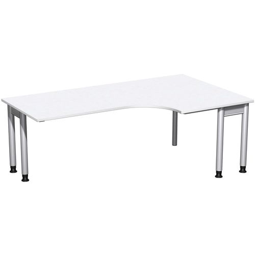 Eckschreibtisch, Eckteil 800 mm, rechts, Füße einseitig verkürzt, 4-Fuß Pro, höhenverstellbar, 680-800 x 1.600 x 1.200 mm (HxBxT), Dekor Ahorn