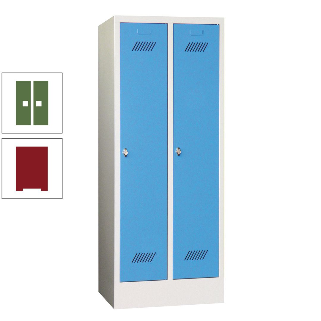 Spindschrank f. Schulen - mit Sockel - Höhe 1.600 mm - 2 Abteile a 300 mm - Drehriegel - anthrazitgrau