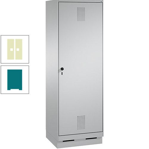 Doppel-Spind, Garderobenschrank, 1 Tür für 2 Abteile a 300 mm, Korpus anthrazitgrau, Türen anthrazitgrau, 1.800 x 600 x 500 mm (HxBxT)