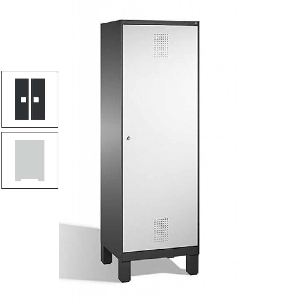 Doppel-Spind, Garderobenschrank, 1 Tür für 2 Abteile a 300 mm, Korpus anthrazitgrau, Türen anthrazitgrau, 1.850 x 600 x 500 mm (HxBxT)