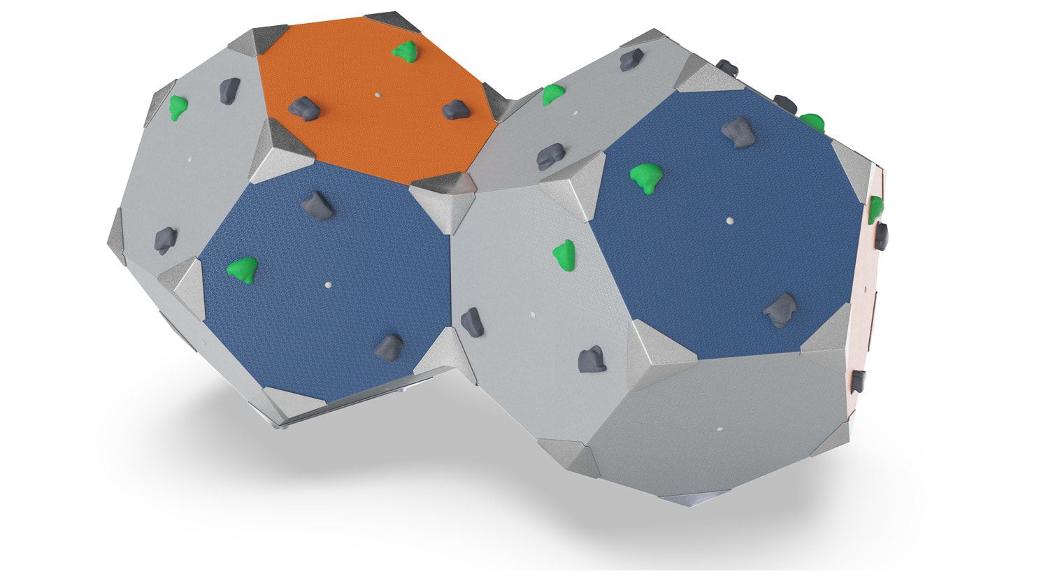 Kletterwürfel, Klettergriffe, schräge Panels, Kletterstollen, recyceltes Material, für ca.10 Nutzer, Maße 1.710 x 1.800 x 2.990 mm (HxBxT, mehrfarbig