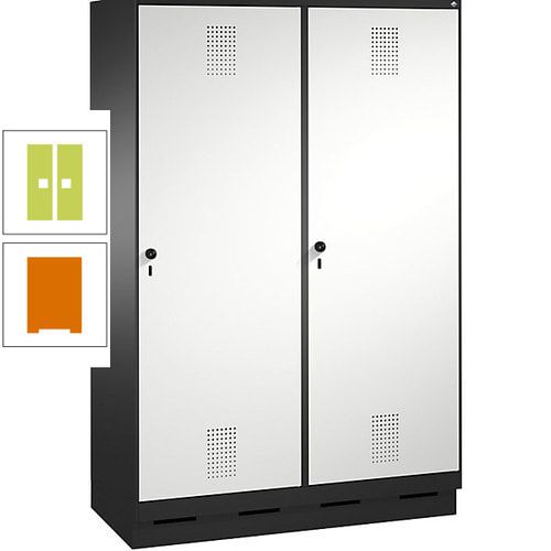 Doppel-Spind, Garderobenschrank, 2 Türen für 4 Abteile a 300 mm, Korpus anthrazitgrau, Türen anthrazitgrau, 1.800 x 1.200 x 500 mm (HxBxT)