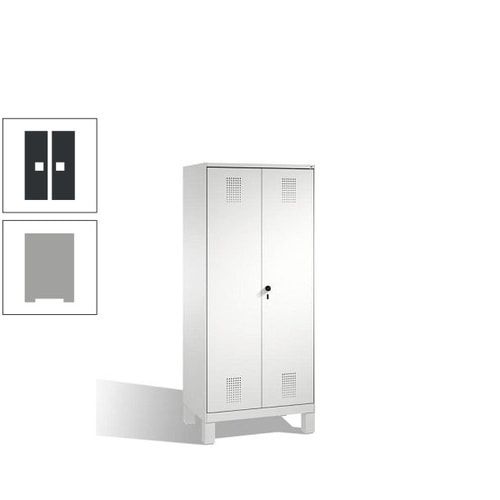 Doppel-Spind, Doppeltüren, Garderobenschrank mit Füßen, 2 Abteile a 400 mm, Korpus anthrazitgrau, Tür anthrazitgrau, 1.850 x 800 x 500 mm (HxBxT)
