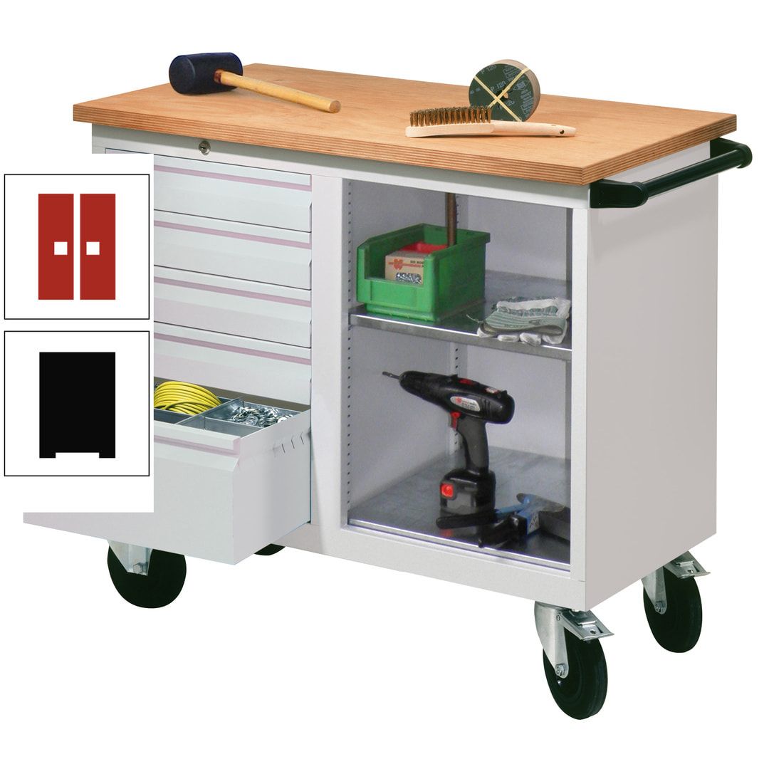 Mobile Werkbank - Werkstattwagen - 915 x 1.090 x 600 mm - 5 Schubladen und Ablagefach - anthrazitgrau