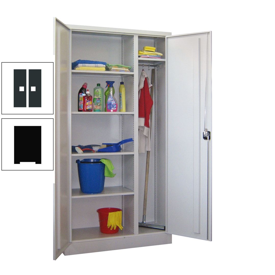 Putzschrank mit Trennwand - 1.950x1.000x400 mm (HxBxT) - Böden pulverbeschichtet - anthrazitgrau