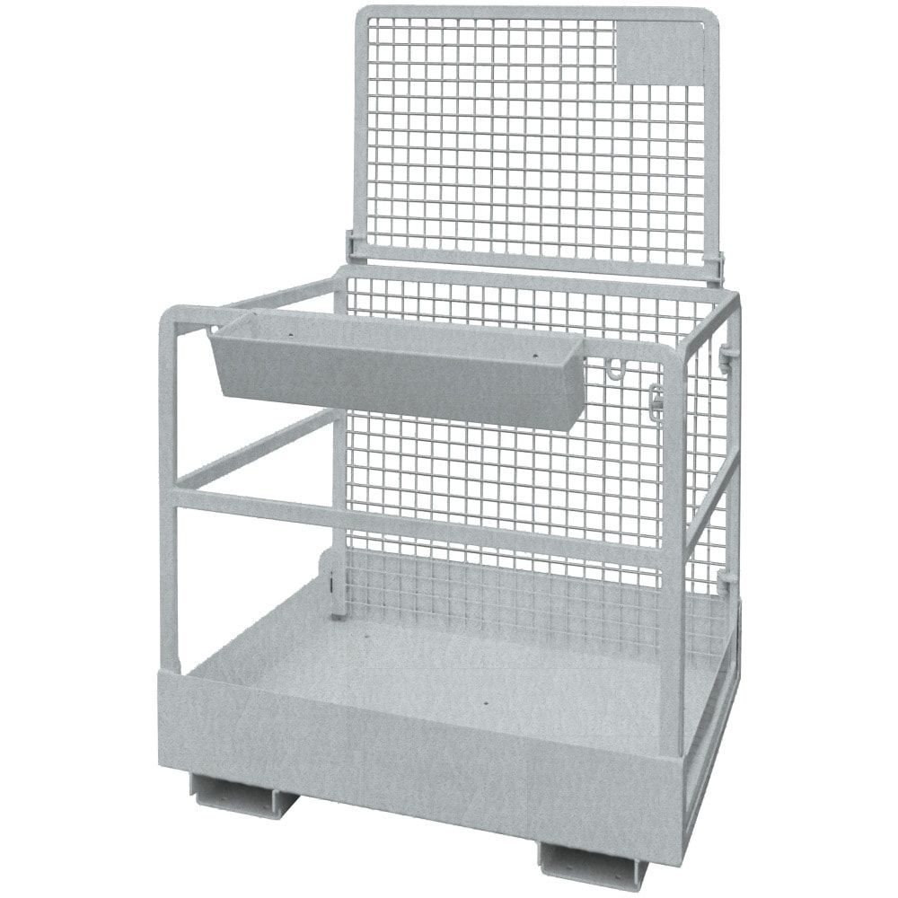 Arbeitsbühne, Arbeitsplattform Eichinger, Drahtgitter, 2 Personen, für Frontstapler, rutschsicher, 2.000 x 1.090 x 1.200 mm (HxBxT), anthrazitgrau