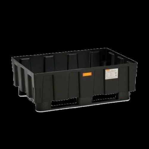 PE-Auffangwanne mit Kufen - 224 l - Traglast 600 kg - 430 x 1.205 x 805 mm (HxBxT) - schwarz, Gitterrost, Stahl
