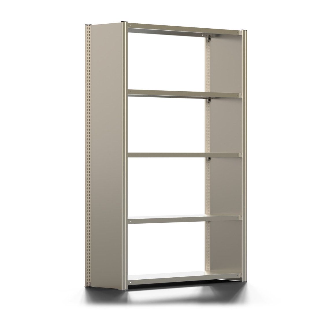 Fachbodenregal mit Seitenwand - 350 kg - 2.000 x 1.285 x 400 mm (HxBxT) - Anbauregal - 5 Böden - verzinkt - Lagerregal - Steckregal - BERT