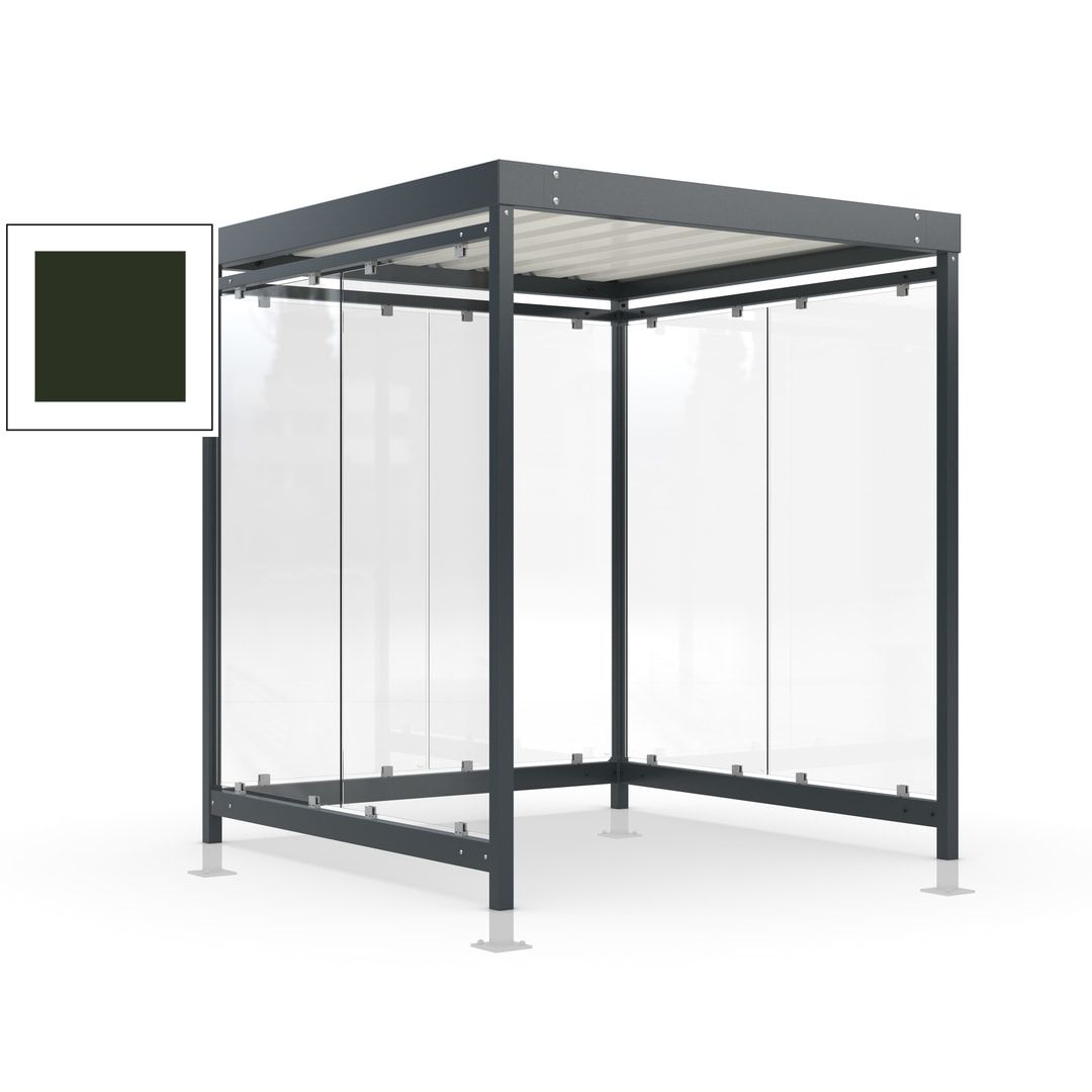 Raucherunterstand, Bushaltestelle, Bausatz, mit Überpflasterung, 6-7 Personen, 6 Wände, 2.440 x 2.165 x 2.165 mm (HxBxT), Achatgrau