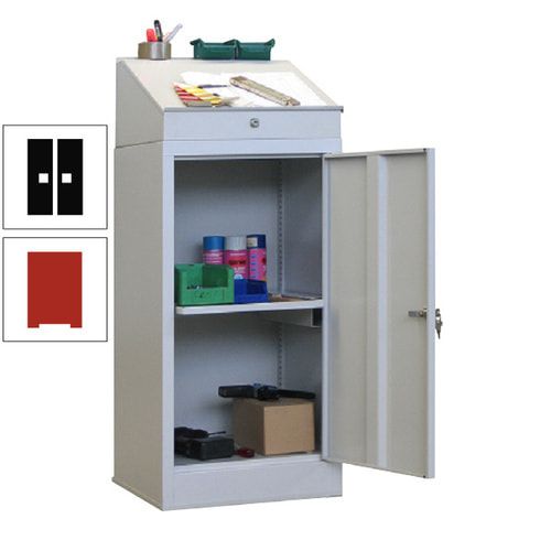 Stehpult mit Schrank - Vollblechtür - Zylinderschloss - 1 Ausziehboden - 1.270x500x500 mm (HxBxT) - anthrazitgrau