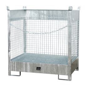 Fass-Stapelpalette - für 2 x 200-l-Fässer - Volumen 210 l - 1.495 x 1.410 x 920 mm (HxBxT) - Drahtgitterwände