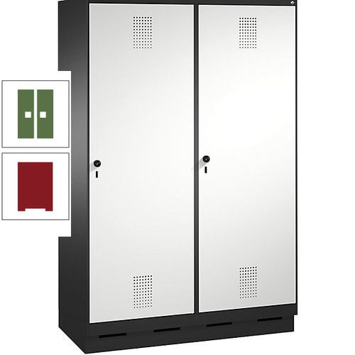 Doppel-Spind, Garderobenschrank, 2 Türen für 4 Abteile a 300 mm, Korpus anthrazitgrau, Türen anthrazitgrau, 1.800 x 1.200 x 500 mm (HxBxT)