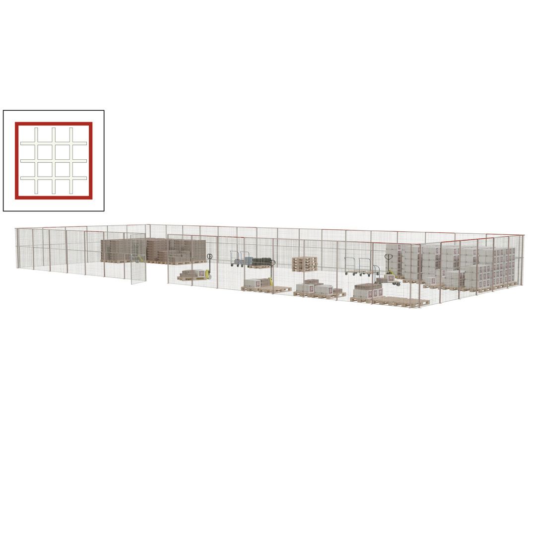 Maschinen Schutzgitter - Hallentrennwand - Sicherheitszaun - Tür - 66 m - 2.200 x 24.400 x 9.400 mm (HxBxT) - enzianblau