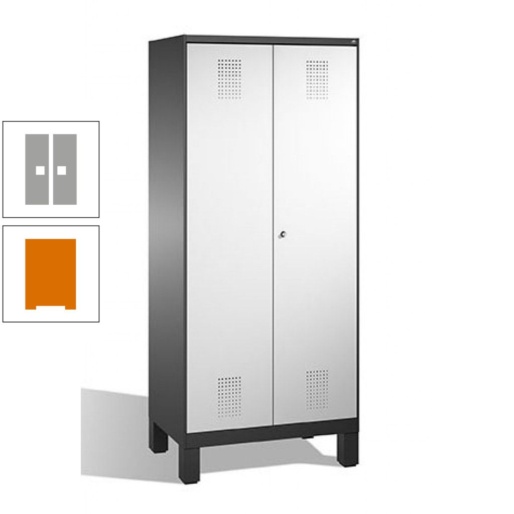 Mehrzweckschrank, Doppeltüren, auf Füßen, 2 Abteile a 400 mm, Korpus anthrazitgrau, Tür anthrazitgrau, 1.850 x 800 x 500 mm (HxBxT)