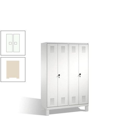 Doppel-Spind, Doppeltüren, Garderobenschrank mit Füßen, 4 Abteile a 300 mm, Korpus anthrazitgrau, Tür anthrazitgrau, 1.850 x 1.200 x 500 mm (HxBxT)