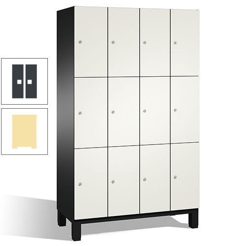 Fächerschrank, Stahlschrank, 12 Fächer, Türöffnungsbegrenzer, mit Füßen, Korpus lichtgrau, Tür anthrazitgrau, 1.980 x 1.200 x 525 mm (HxBxT)