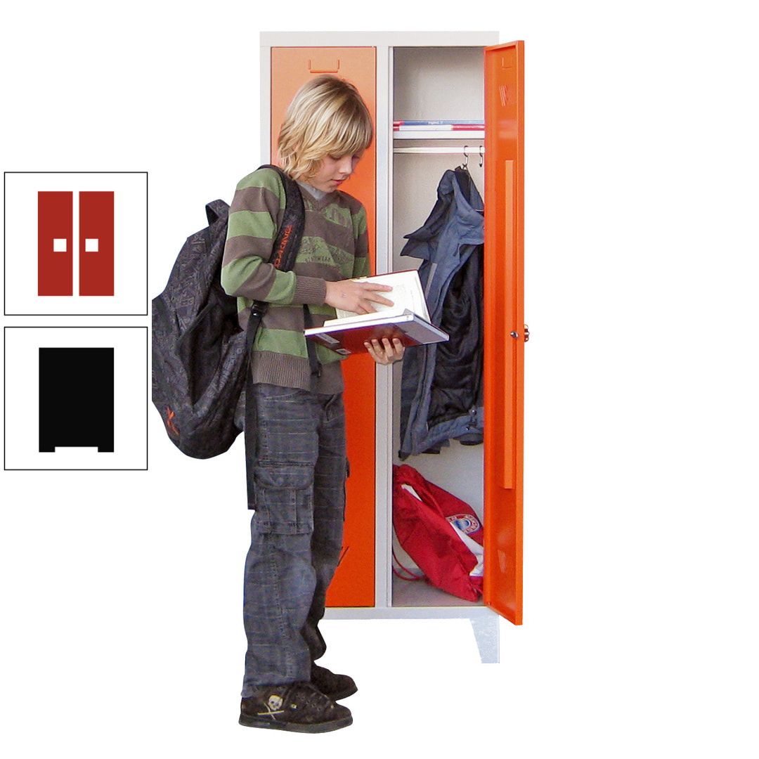 Spindschrank f. Schulen - mit Füßen - Höhe 1.600 mm - 3 Abteile a 300 mm - Drehriegel - anthrazitgrau
