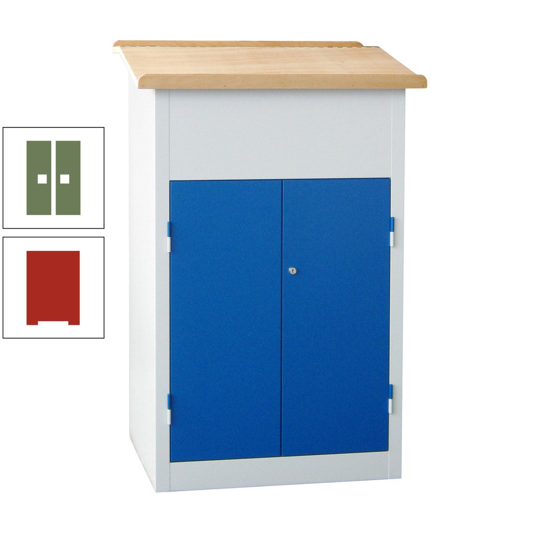 Stehpult mit Schrank - Vollblechtür - Zylinderschloss - 2 Böden - 1.200 x 700 x 600 mm (HxBxT) - anthrazitgrau