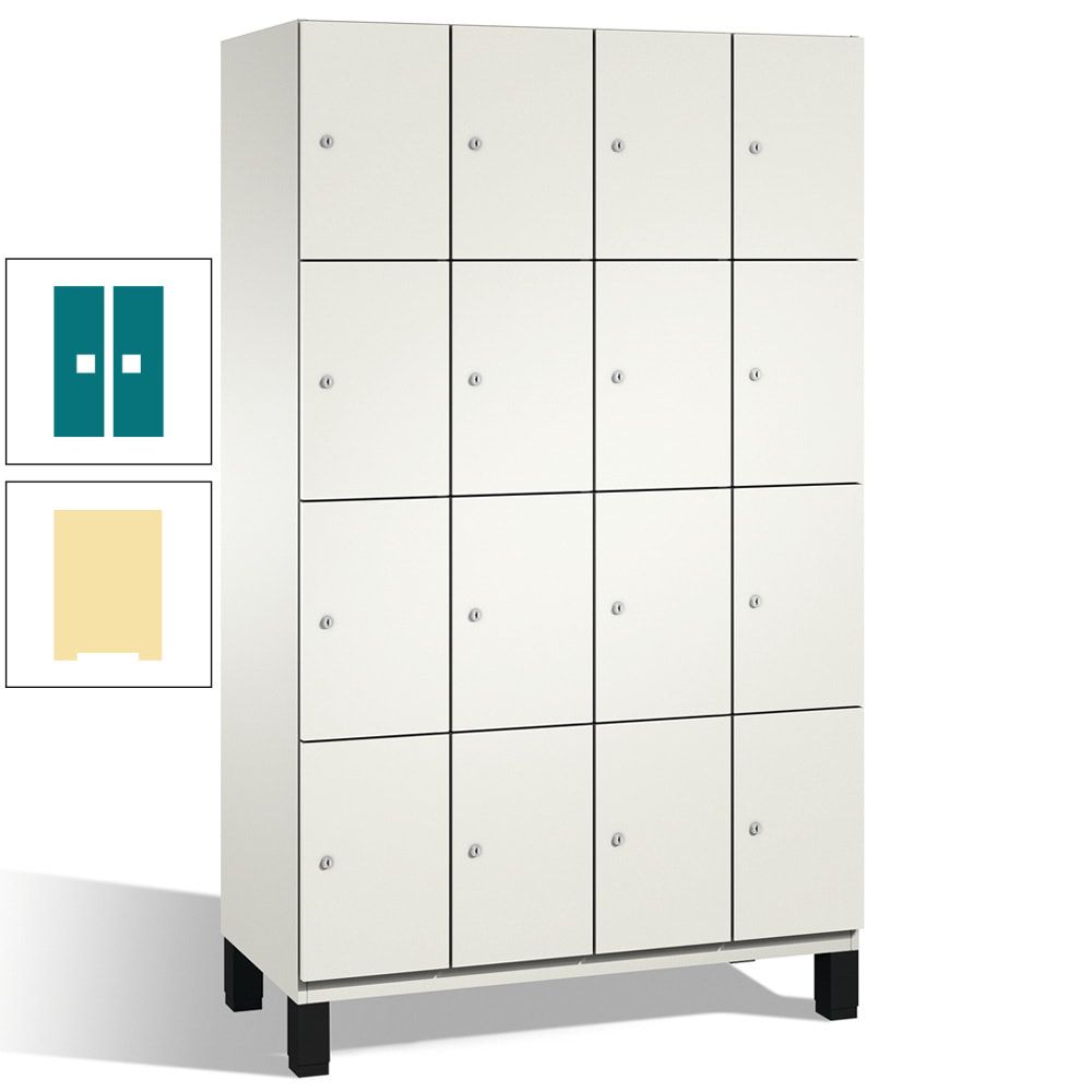Fächerschrank, Stahlschrank, 16 Fächer, Türöffnungsbegrenzer, mit Füßen, Korpus lichtgrau, Tür anthrazitgrau, 1.980 x 1.200 x 525 mm (HxBxT)
