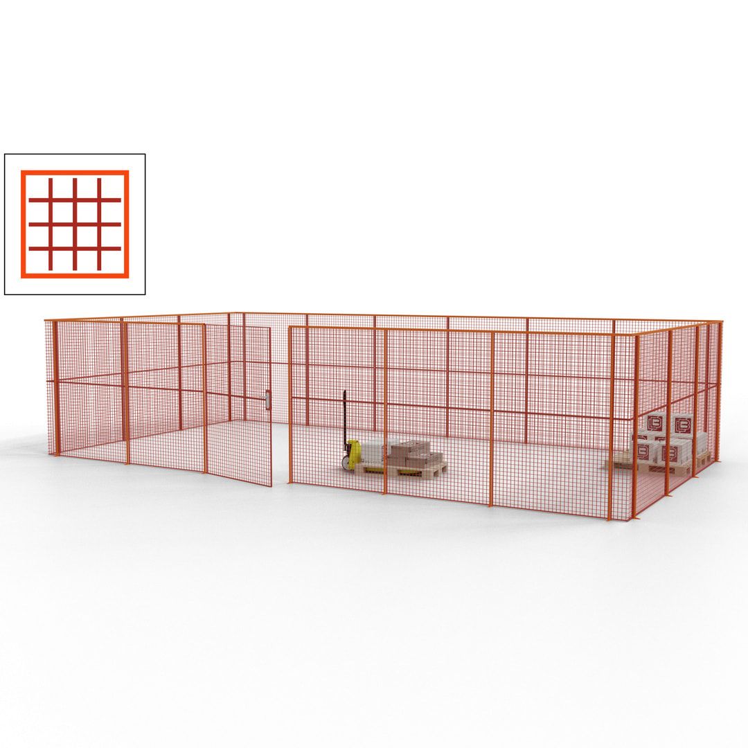 Maschinen Schutzgitter - Hallentrennwand - Sicherheitszaun - Tür - 27 m - 2.200 x 9.400 x 4.900 mm (HxBxT) - enzianblau